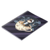 Carnet Manchot lisant avec une tasse chaude (Côté gauche)
