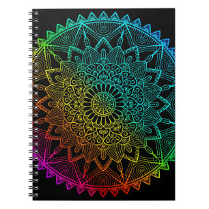 Carnet Mandala Arc-en-ciel noir