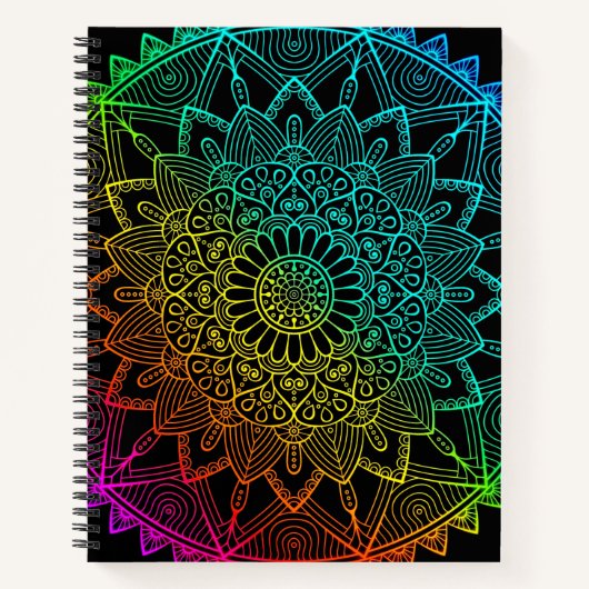 Carnet Mandala Arc-en-ciel noir  (Devant)