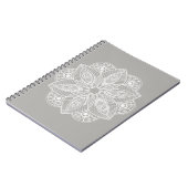 Carnet Mandala blanc exotique sur Arrière - plan gris (Côté gauche)