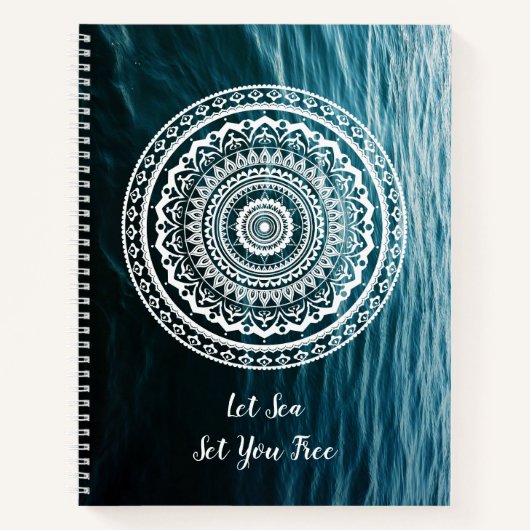 Carnet Mandala Blanc Laissez la mer vous libérer (Devant)