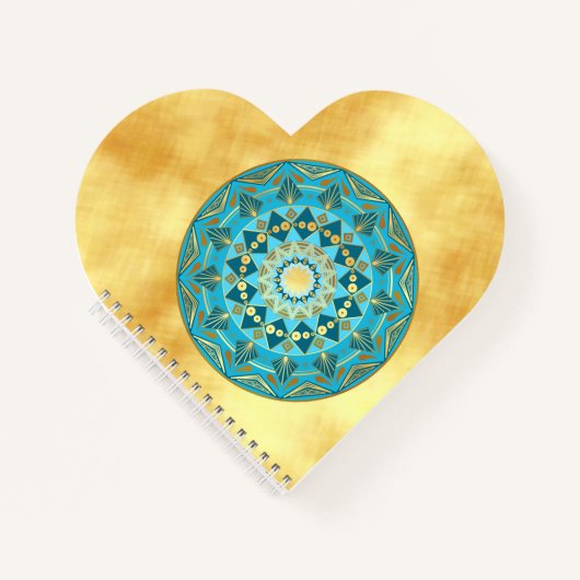Carnet Mandala bleu or sur fond or doux (Devant)