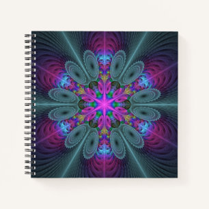 Carnet Mandala coloré frappant art fractal kaléidoscope