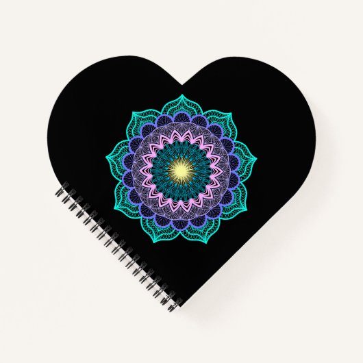 Carnet Mandala Coloré sur Fond Noir (Devant)