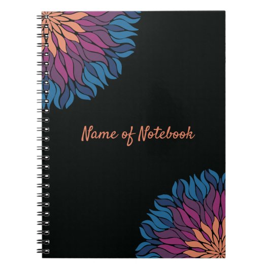 Carnet Mandala de fleurs en bleu et mauve (Devant)