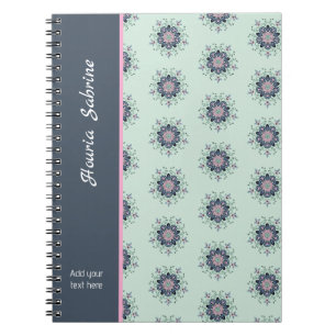 Carnet Mandala de fleurs modernes turquoise et rose avec