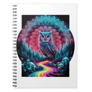 Carnet Mandala de hibou psychédélique - Art de forêt trip
