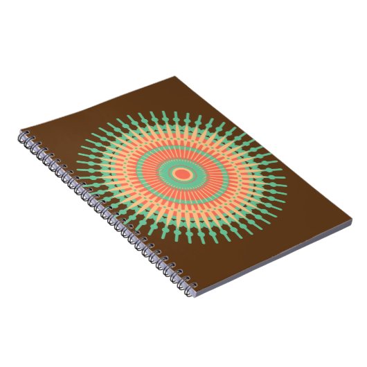 Carnet Mandala design vert, orange indienne (Côté Droit)