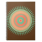 Carnet Mandala design vert, orange indienne (Devant)