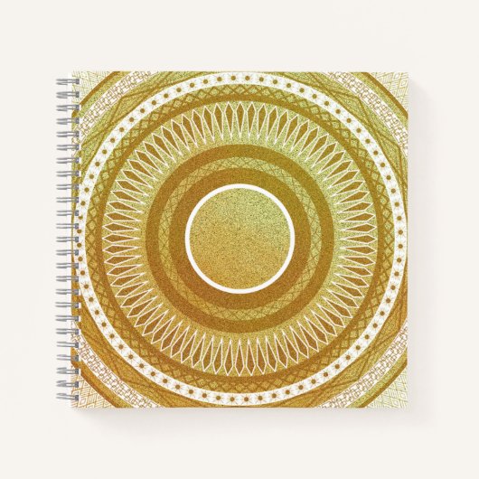Carnet Mandala d'or et de paillettes (Devant)