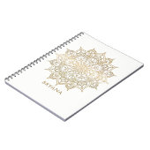 Carnet Mandala dorée Glamour chic blanc Glam moderne (Côté gauche)