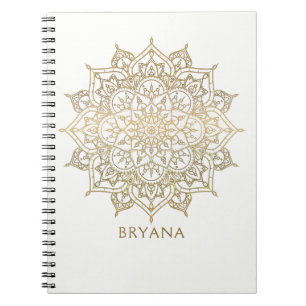 Carnet Mandala dorée Glamour chic blanc Glam moderne