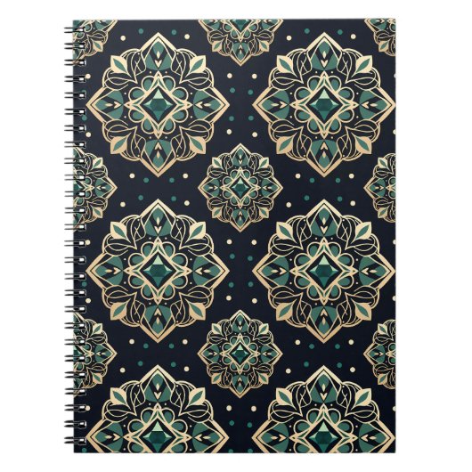 Carnet Mandala émeraude dorée (Devant)