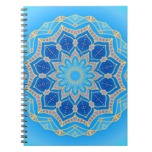Carnet Mandala en bleu électrique et turquoise