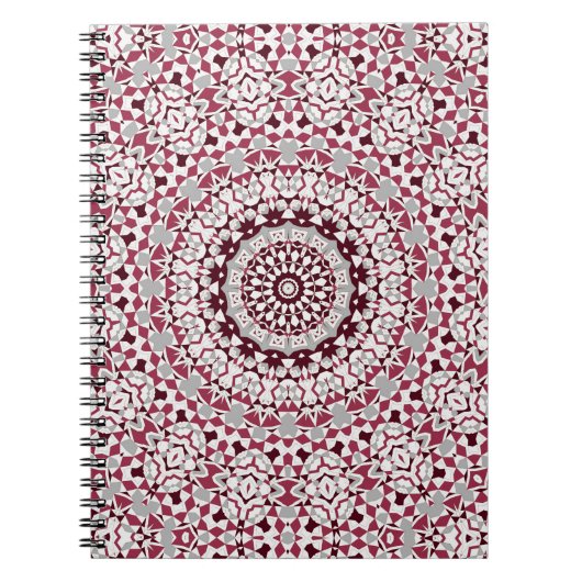 Carnet Mandala est bordeaux-gris (Devant)