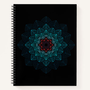Carnet Mandala Fleur Aqua et Rouge
