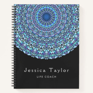 Carnet Mandala floral bleu clair