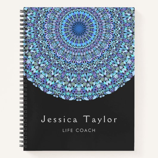 Carnet Mandala floral bleu clair (Devant)