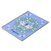 Carnet Mandala Libellule Monogramme Violet Nom Script (Côté gauche)