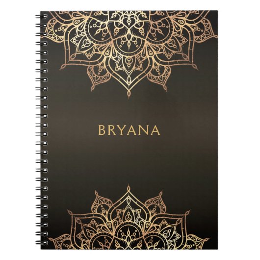 Carnet Mandala Marron Bronze Or Chic Glamour Moderne Glam (Devant)