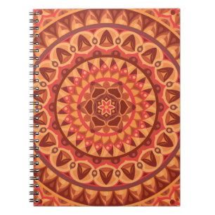 Carnet Mandala Marron Motif Géométrique Bohème Cosy Terre