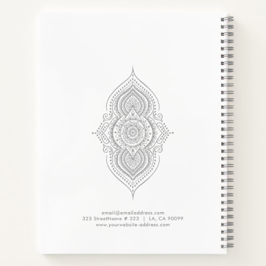 Carnet Mandala moderne gris argent (Dos)