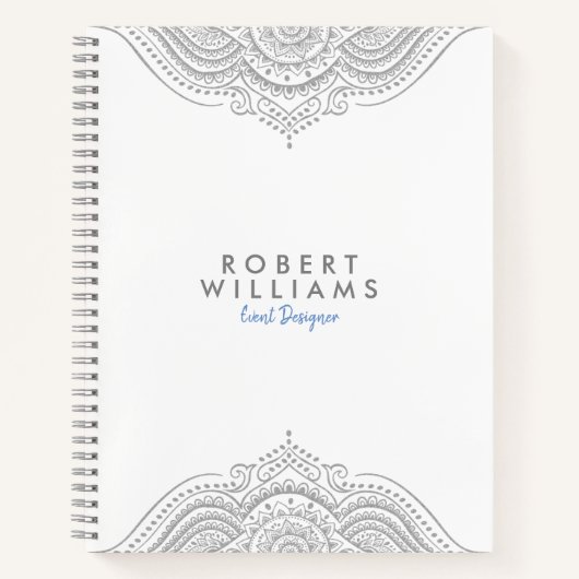 Carnet Mandala moderne gris argent (Devant)