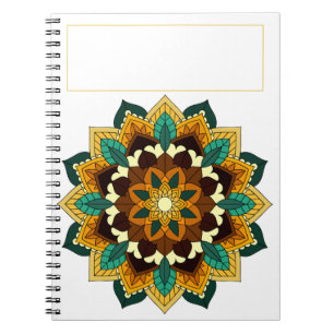 Carnet Mandala Motif 2002 en jaune et bronzette