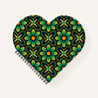 Carnet Mandala Motif géométrique vert et jaune Floral