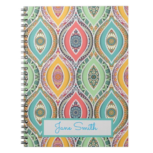 Carnet Mandala motif nom marocain coloré (Devant)