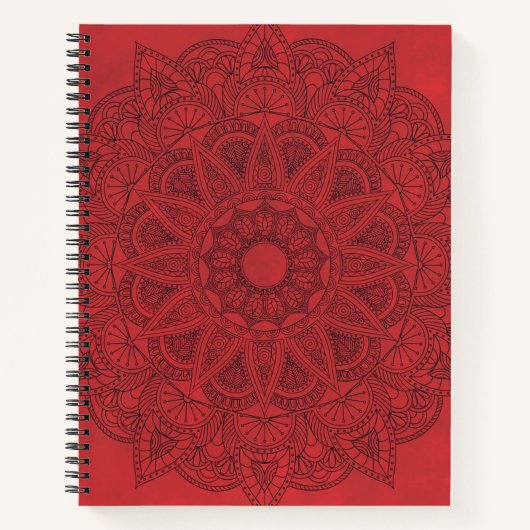 Carnet Mandala noir sur l'Arrière - plan Red Stains (Devant)