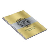 Carnet Mandala noir sur or métallique et argent (Côté Droit)