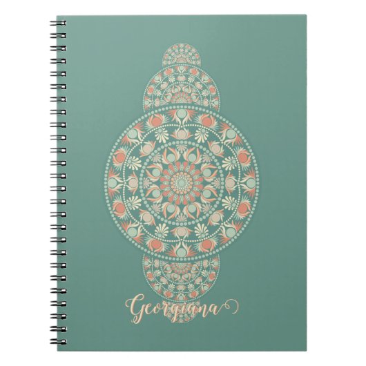 Carnet Mandala Ornementale Rétro Sage & Sable customisé (Devant)