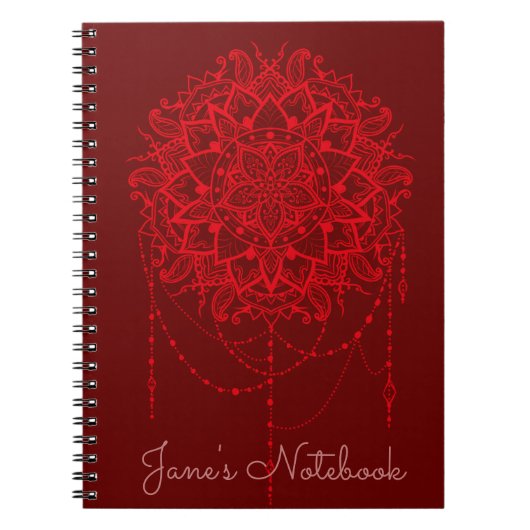 Carnet Mandala red maroon indien (Devant)