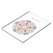 Carnet Mandala rouge vert jaune floral (Côté gauche)