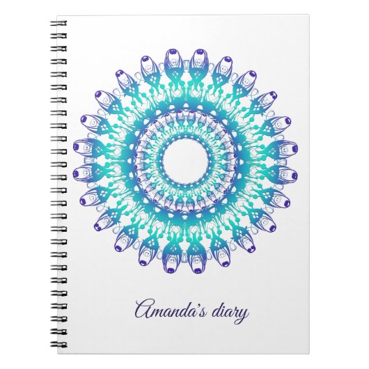 Carnet mandala turquoise ethnique. Texte (Devant)