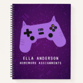 Carnet Manette de jeu violette personnalisée École (Devant)