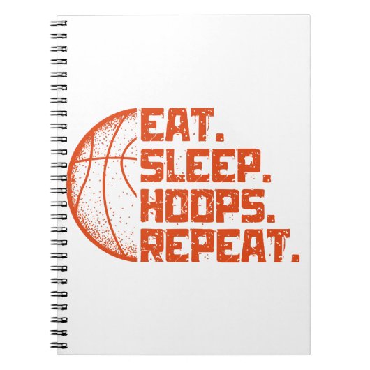 Carnet Manger Dormir Cerceaux Répéter Basketball Citation (Devant)