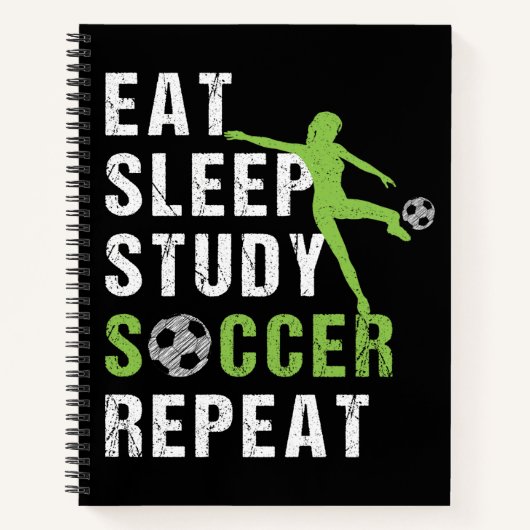 Carnet Mangez Sleep Study Soccer Répéter Girls Soccer Pla (Devant)