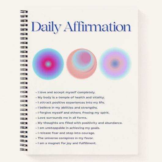 Carnet manifestation d'affirmations quotidiennes (Devant)