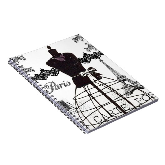Carnet Mannequin blanc noir de mode de Paris (Côté Droit)
