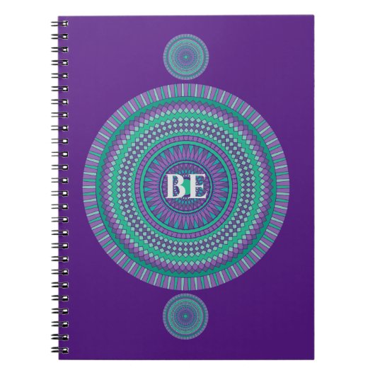 Carnet Mantra Mandala bleu/vert personnalisé "BE" (Devant)