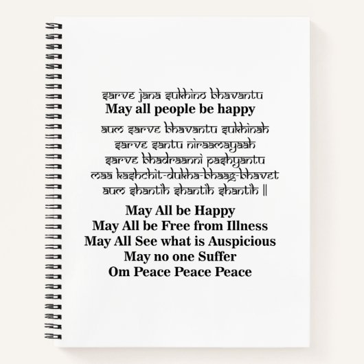 Carnet Mantra Sanskrit pour la paix (Devant)