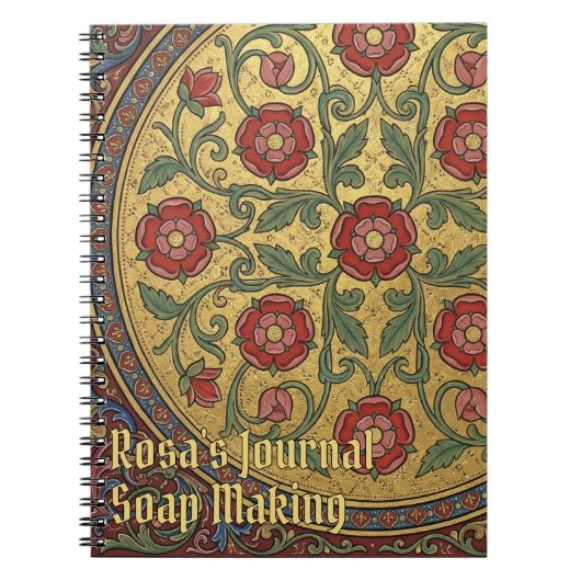 Carnet Manuscrit enluminé médiéval Rose (Devant)