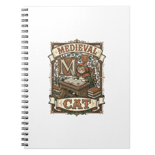 Carnet Manuscrit médiéval de chat médiéval vintage (Devant)