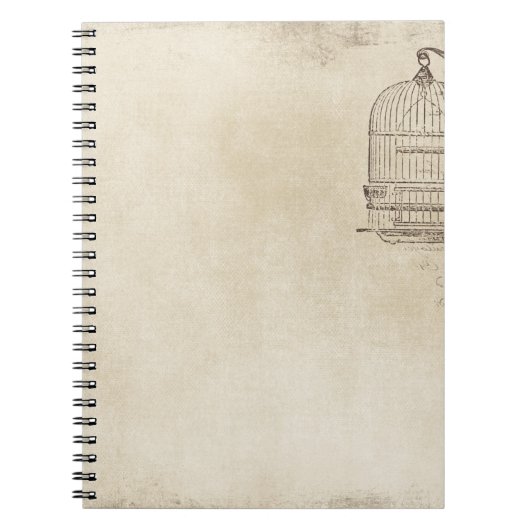 Carnet Manuscrit vintage de cage à oiseaux (Devant)