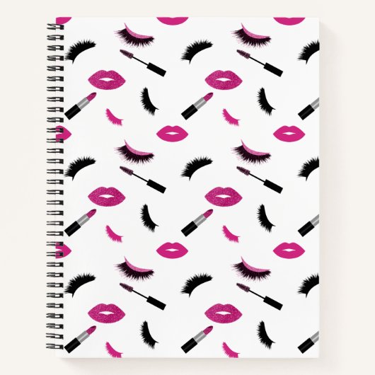 Carnet Maquillage avec parties scintillant rose (Devant)