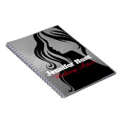 Carnet Maquilleuse à la mode argent et noir (Côté Droit)