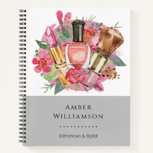 Carnet Maquilleuse Moderne Rose Aquarelle Féminin Chic
