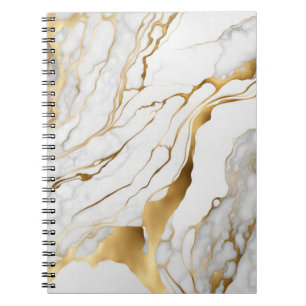 Carnet Marbre Abstrait Or et Blanc